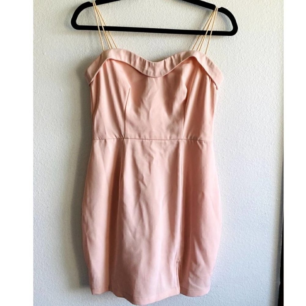 Super Down Light Pink Mini Side Slit Cocktail Dress - Small - Picture 3 of 5